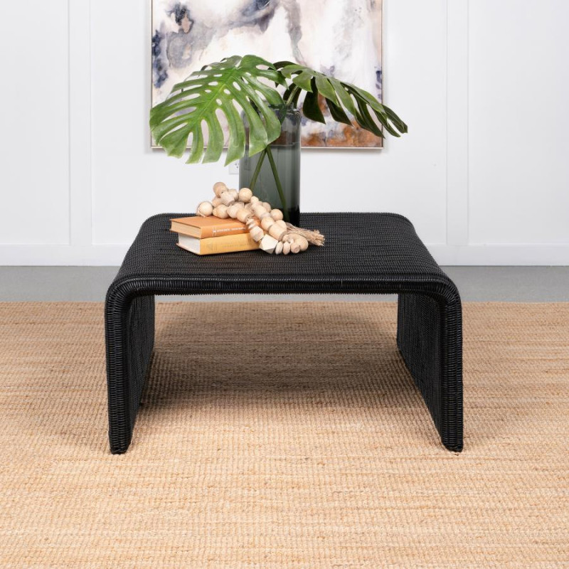 708518 Cahya Woven Rattan Sqaure Coffee Table Black