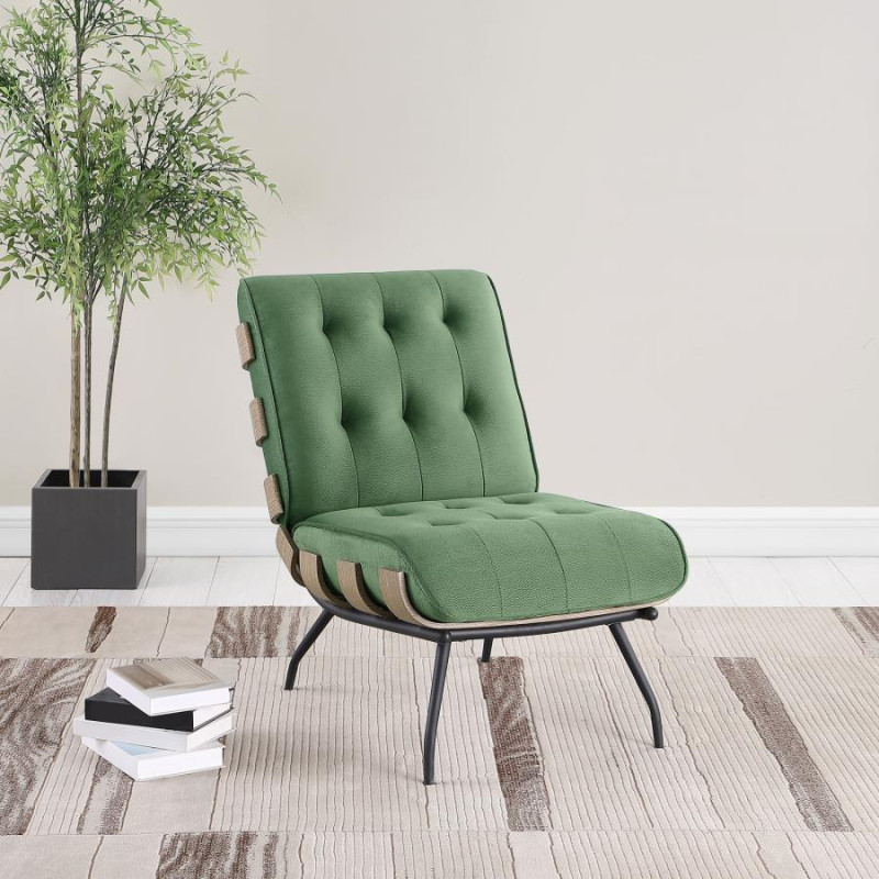907502 Aloma Armless Tufted Accent Chair Green