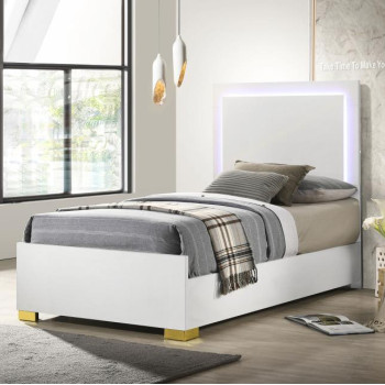 222931T Marceline Twin Bed With LED Headboard White