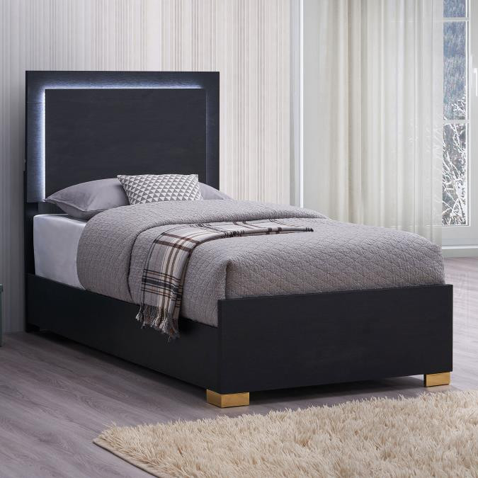 222831T Marceline Twin Bed With LED Headboard Black