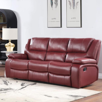 610241 Camila Upholstered Motion Reclining Sofa Red Faux Leather