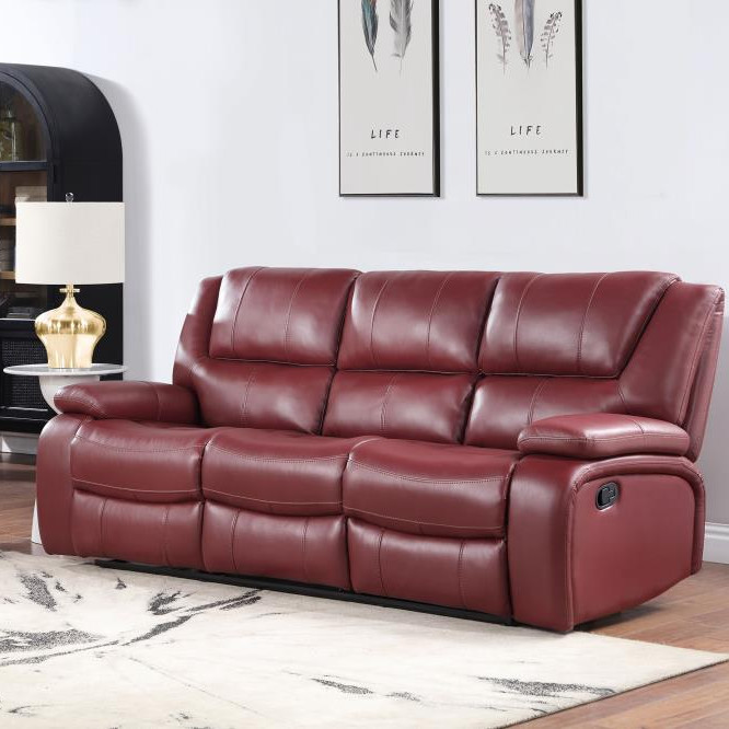 610241 Camila Upholstered Motion Reclining Sofa Red Faux Leather