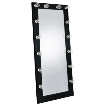 969557 Zayan Full Length Floor Mirror With Lighting Black High Gloss