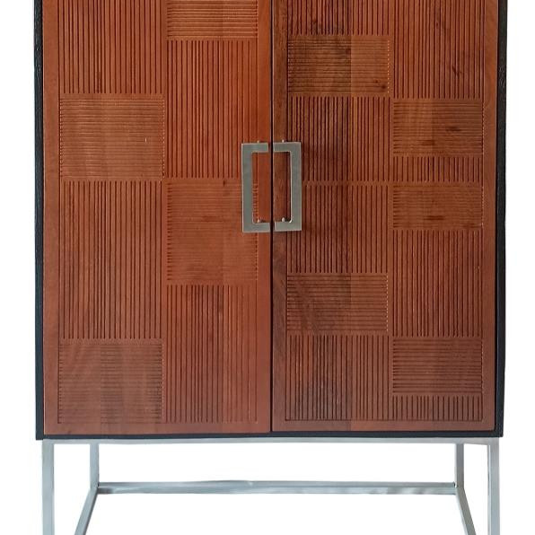 950318 Borman 2-Door Bar Cabinet Wine Storage Walnut And Black