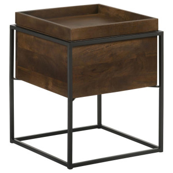 936007 Ondrej Square Accent Table With Removable Top Tray Dark Brown And Gunmetal