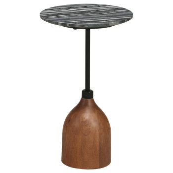 930253 Ophelia Round Marble Top Side Table Black
