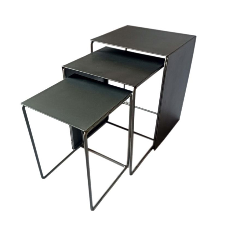 930250 Imez 3-Piece Rectangular Metal Nesting Table Grey