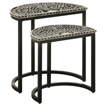 930195 Zakiya 2-Piece Demilune Nesting Table Black And White