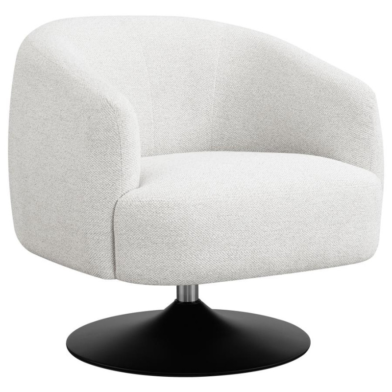 905739 Dave Upholstered Swivel Accent Chair Beige And Matte Black