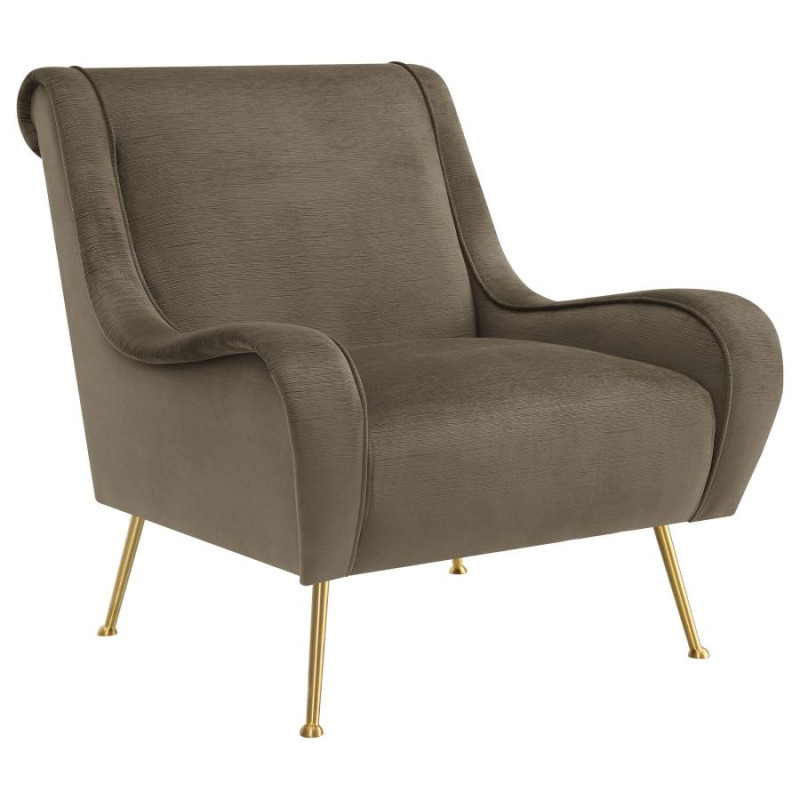903044 Ricci Upholstered Saddle Arms Accent Chair Truffle And Gold
