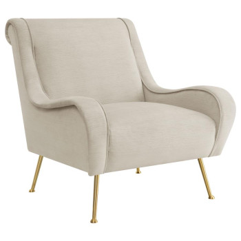 903043 Ricci Upholstered Saddle Arms Accent Chair Stone And Gold