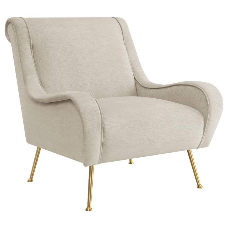 903043 Ricci Upholstered Saddle Arms Accent Chair Stone And Gold