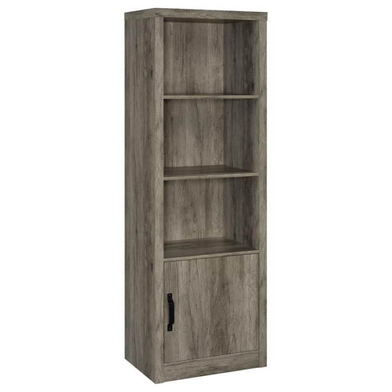 707726 Burke 3-Shelf Media Tower With Storage Cabinet Grey Driftwood