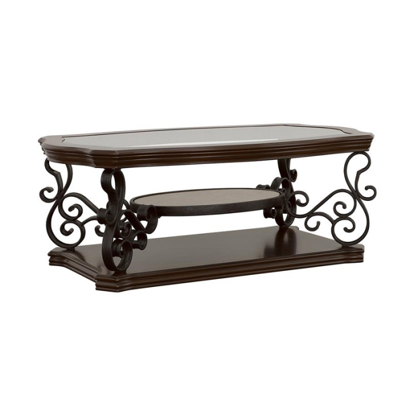 702448 Laney Coffee Table Deep Merlot And Clear