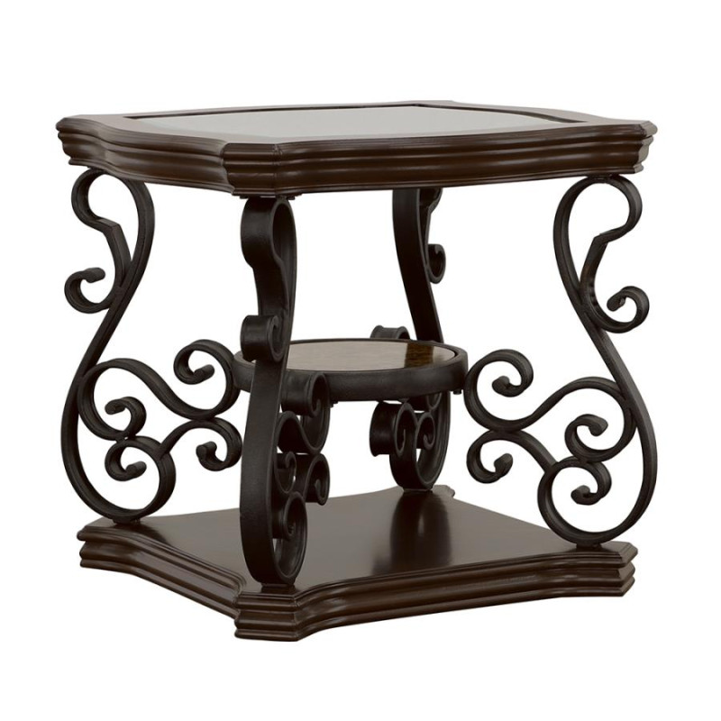 702447 Laney End Table Deep Merlot And Clear
