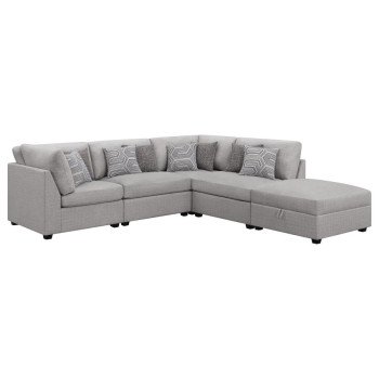 551511-S5B Cambria 5-piece Upholstered Modular Sectional Grey