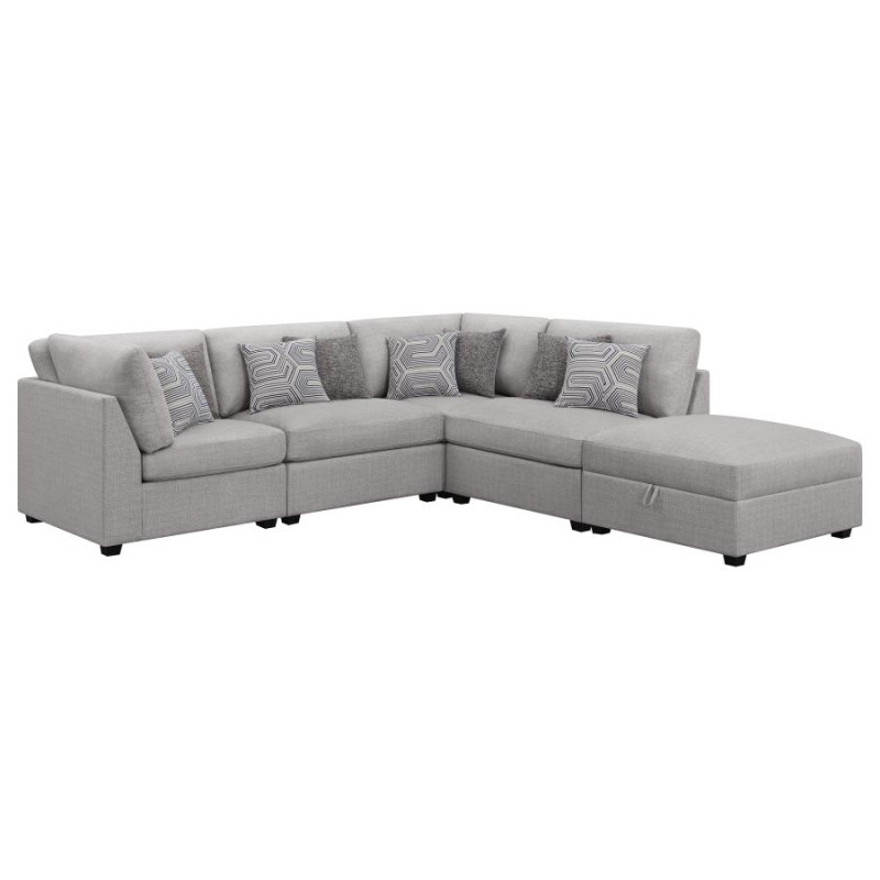 551511-S5B Cambria 5-piece Upholstered Modular Sectional Grey