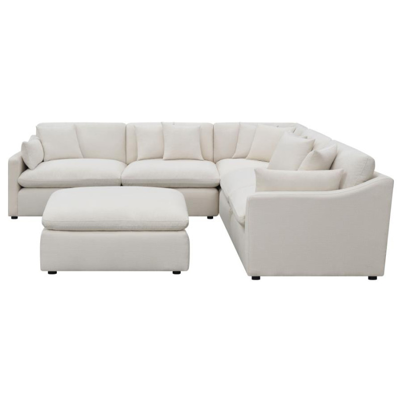 551451-SET Hobson 6-Piece Reversible Cushion Modular Sectional Off-White
