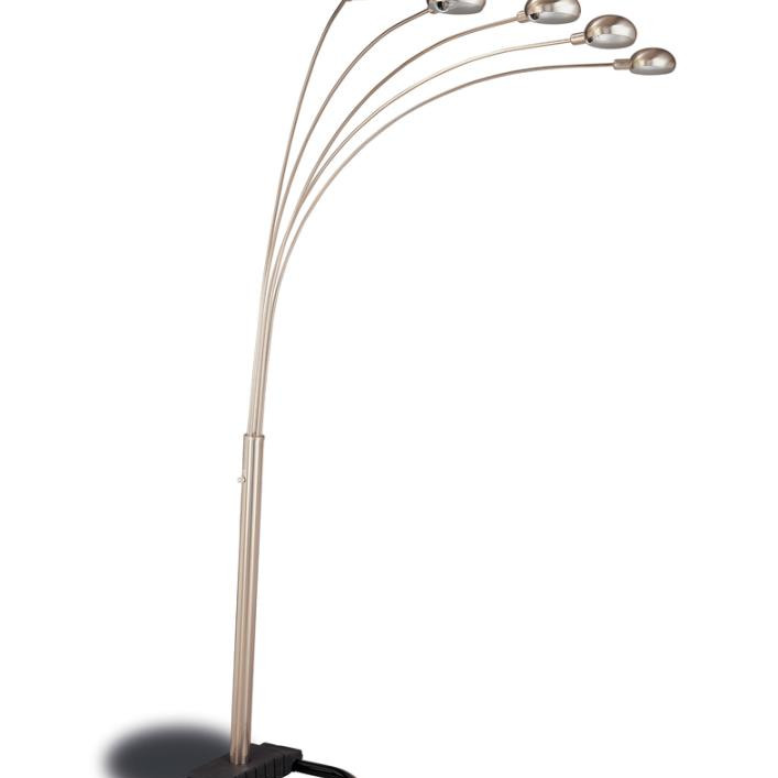 1243 Kayd 5-Light Floor Lamp With Curvy Dome Shades Chrome And Black
