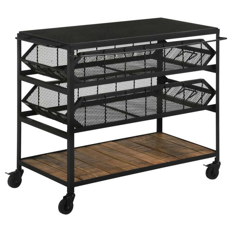 953504 Evander Accent Storage Cart With Casters Natural And Black