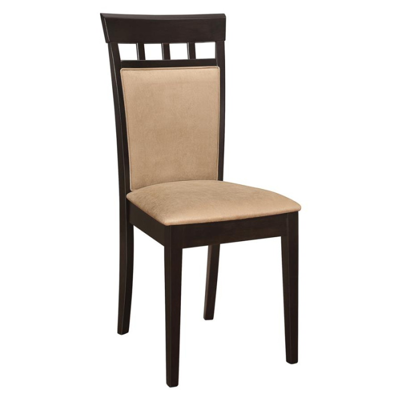 100773 Gabriel Upholstered Side Chairs Cappuccino And Tan (Set Of 2)