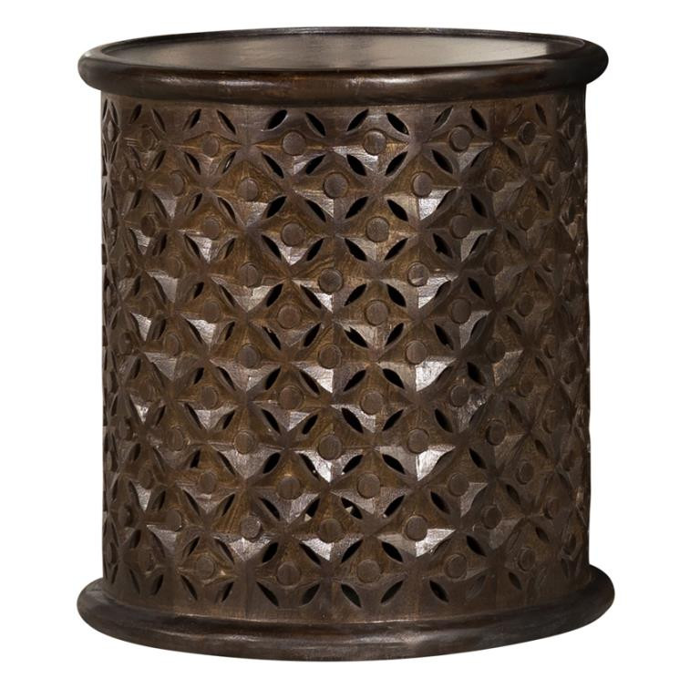 936143 Krish 18-inch Round Accent Table Dark Brown