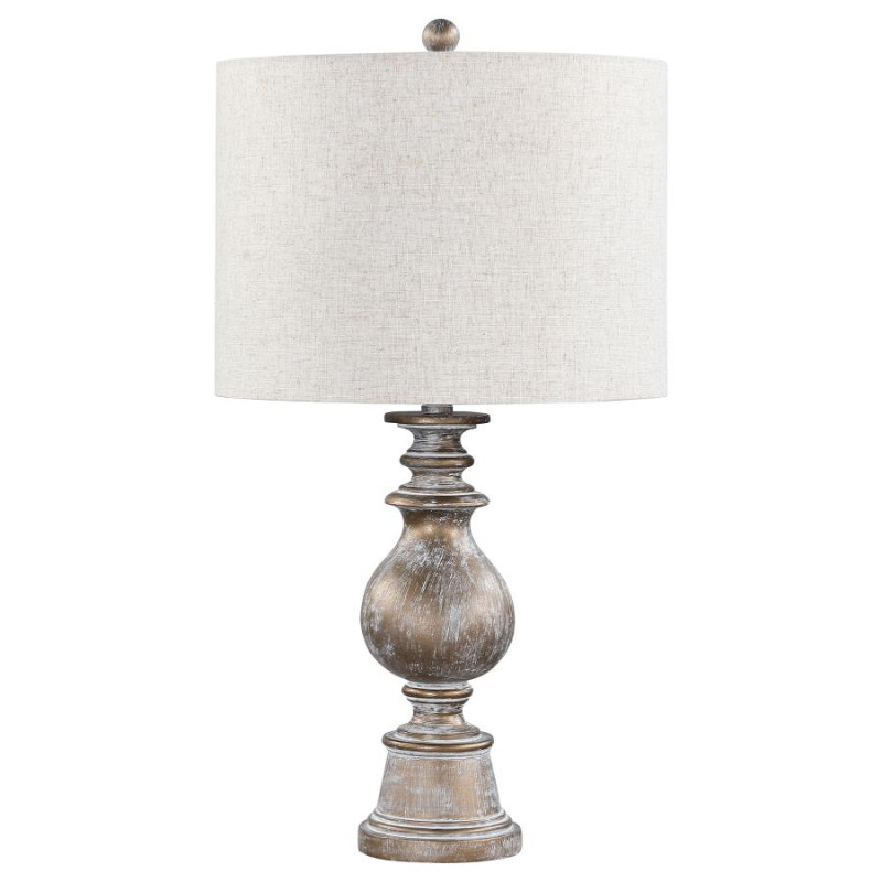 920169 Brie Drum Shade Table Lamp Oatmeal and Antique Gold