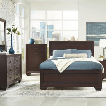 204391KW-S5 Kauffman Bedroom Set With High Straight Headboard