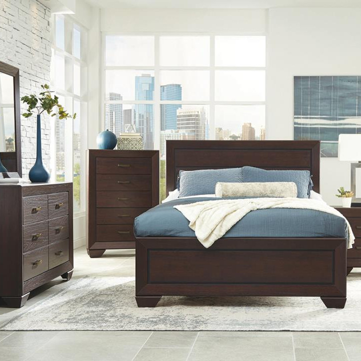 204391Q-S4 Kauffman Bedroom Set With High Straight Headboard