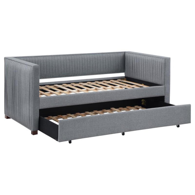300554 Brodie Upholstered Twin Daybed With Trundle Grey