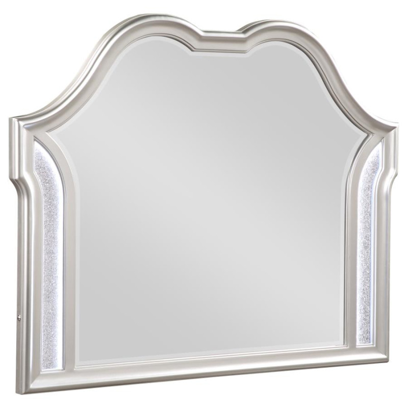 223394 Evangeline Camel Top Dresser Mirror Silver Oak