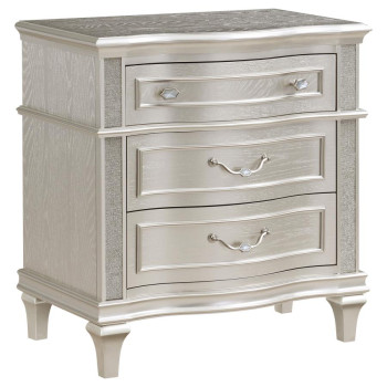 223392 Evangeline 3-Drawer Nightstand Silver Oak
