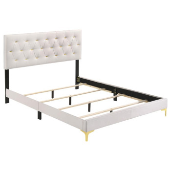 224401KE Kendall Tufted Upholstered Panel Eastern King Bed White