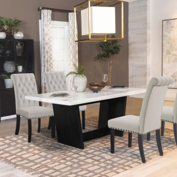 115511-S5S Osborne 5-Piece Rectangular Marble Top Dining Set Sand And White