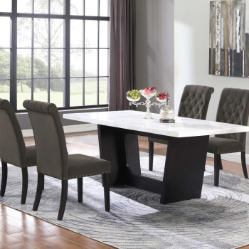 115511-S5BV Osborne 5-Piece Rectangular Marble Top Dining Set Brown And White