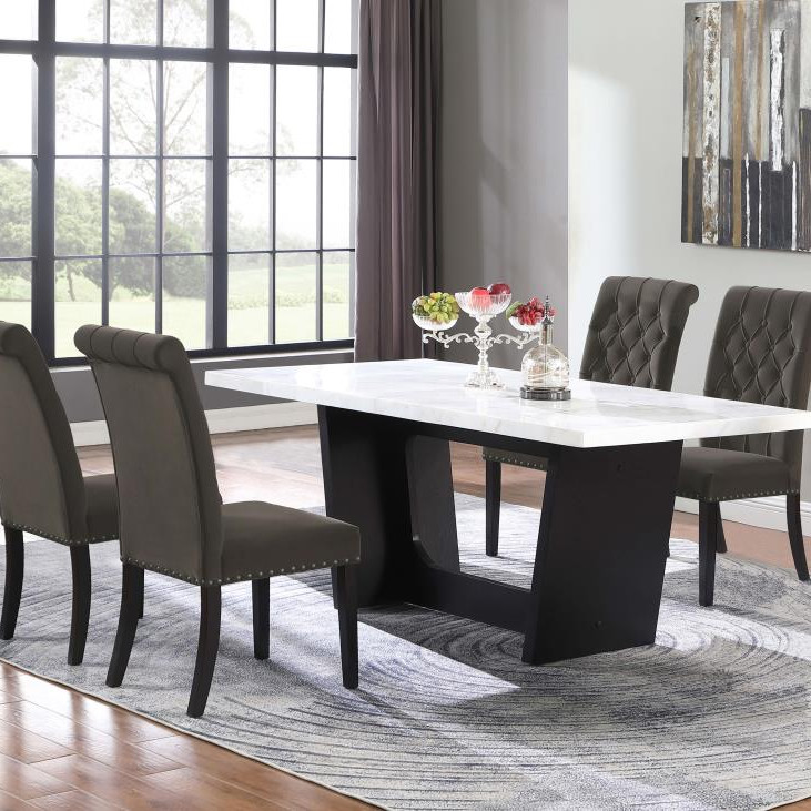 115511-S5BV Osborne 5-Piece Rectangular Marble Top Dining Set Brown And White