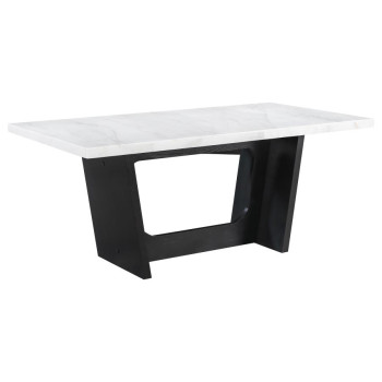 115511 Osborne Trestle Base Marble Top Dining Table Espresso And White