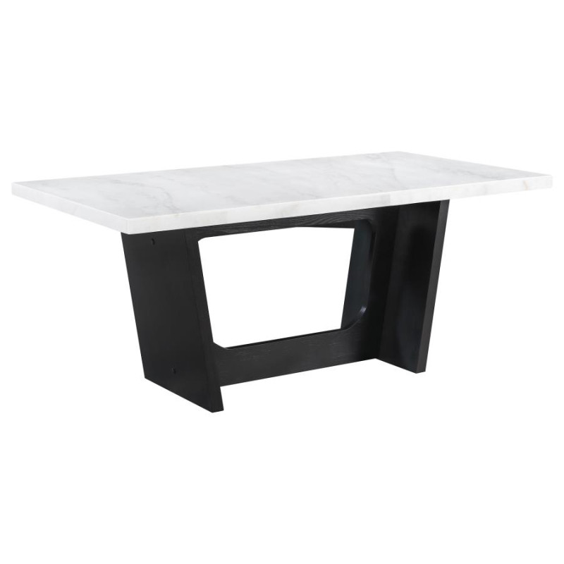 115511 Osborne Trestle Base Marble Top Dining Table Espresso And White
