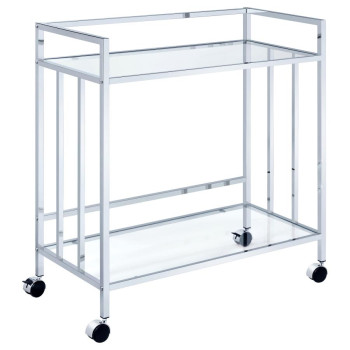 181382 Cara Rectangular Glass Bar Cart Chrome