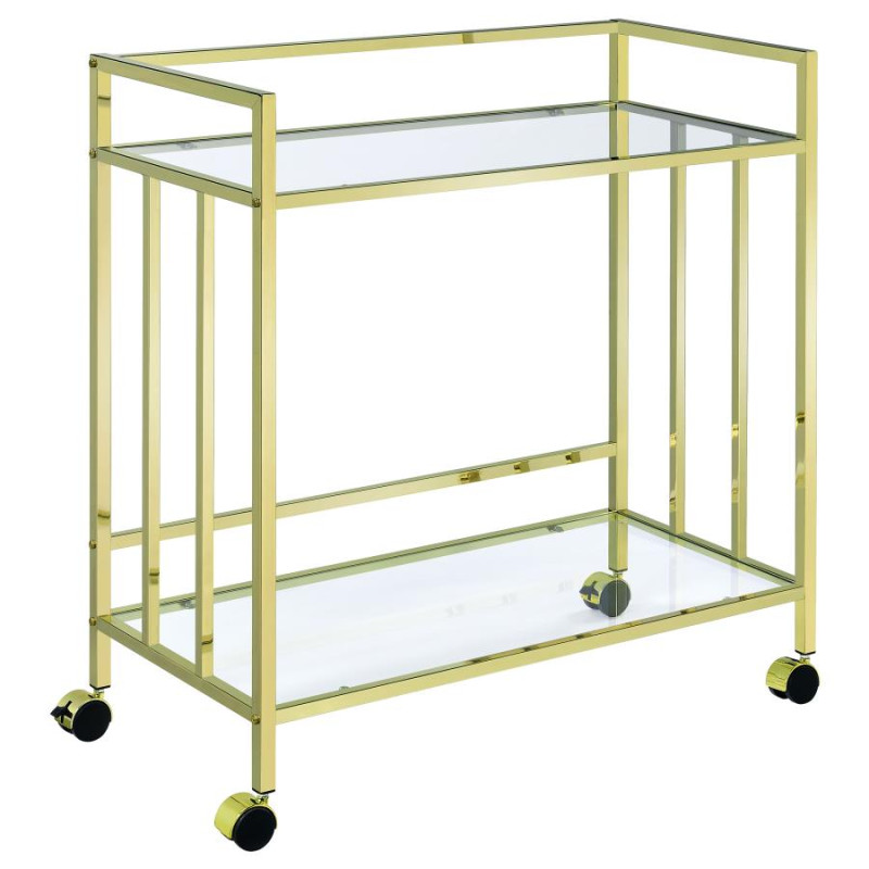 181381 Cara Rectangular Glass Bar Cart Brass