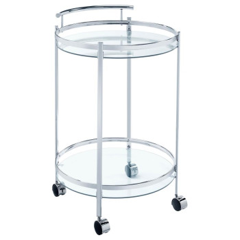 181367 Chrissy Round Glass Bar Cart Chrome