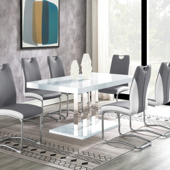193811-S5 Brooklyn 5-Piece Dining Set White And Chrome