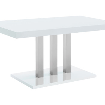 193811 Brooklyn Rectangular Dining Table White High Gloss And Chrome
