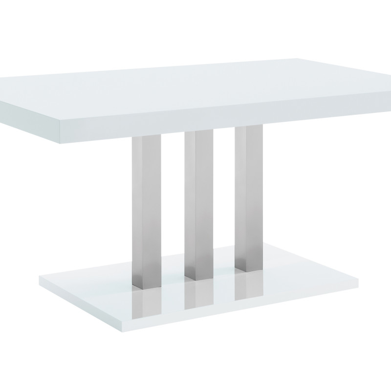 193811 Brooklyn Rectangular Dining Table White High Gloss And Chrome