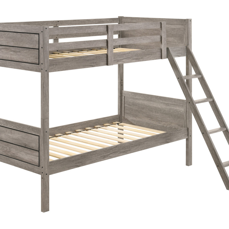 400818 Ryder Twin Over Twin Bunk Bed Weathered Taupe