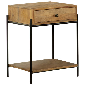959556 1-Drawer Accent Table With Open Shelf Natural Mango And Black