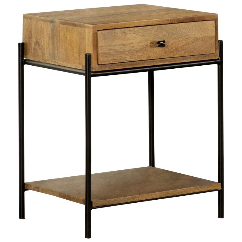 959556 1-Drawer Accent Table With Open Shelf Natural Mango And Black
