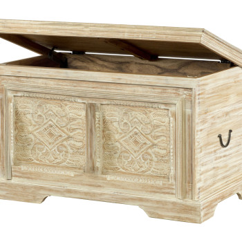 959554 Rectangular Storage Trunk White Washed And Black
