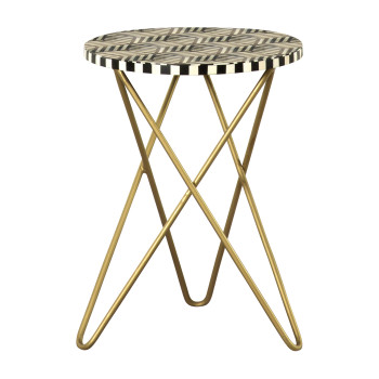 935878 Round Accent Table With Hairpin Legs Black And White