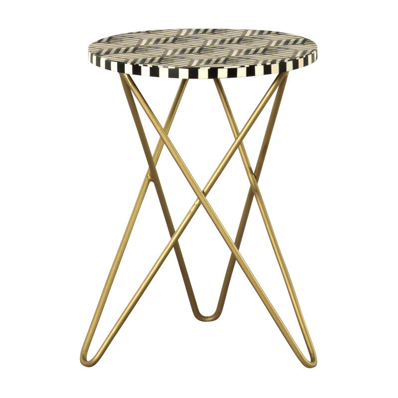 935878 Round Accent Table With Hairpin Legs Black And White